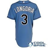 MLB Men's Tampa Bay Rays Evan Longoria Six Button Cool Base Authentic Alternate Jersey (Columbia, 44/Large)