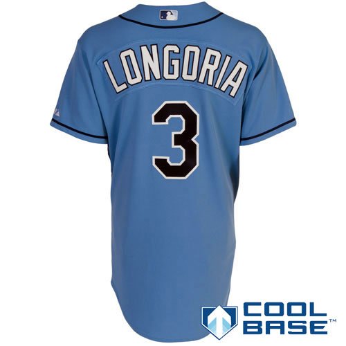 MLB Men's Tampa Bay Rays Evan Longoria Six Button Cool Base Authentic Alternate Jersey (Columbia, 44/Large)
