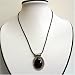 Black Tone Agate Inlaid Pendant with with Black Cord and Sterling Silver Clasp