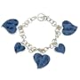 Sterling Silver Bracelet with Blue Leather Hearts