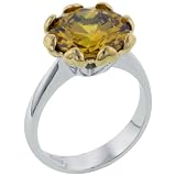 Sterling Silver Round Cut Citrine Cz Solitaire Ring