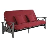 Brussels Futon Frame and Serta Mattress Set- Burgundy(Full)