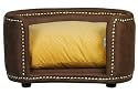 Designer Pet Furniture - Luxurious Studded Deep Seat for Pets - Brown with Yellow Cushion