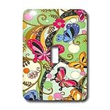 Lee Hiller Designs 60s Retro Print - Retro 60s Colorful Psychedelic Butterflies - Light Switch Covers - single toggle switch