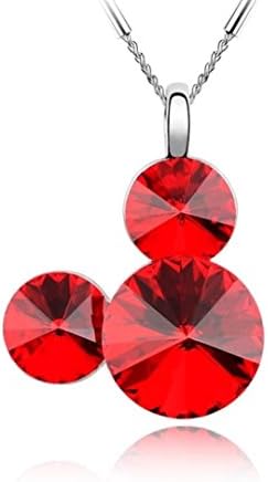 Crystal Mouse Ears Pendant Swarovski Element Silver Tone Light Siam