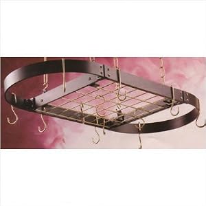 Oval Designer Pot Rack w/ Grid Color: Black/Chrome