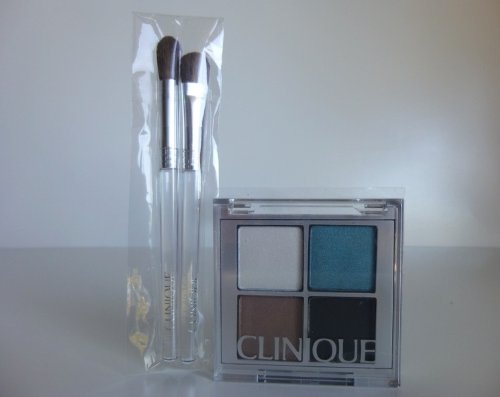 Clinique All About Shadow Color Compact Quad & Brush Set(Galaxy, Sugar Cane Soft Shimmer, Jenna's essential, Foxier soft Shimmer.) Deluxe Travel Size.