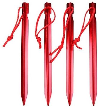 XS Aluminum Camping Tent Spikes Nail Stakes - Red (4-Pack)