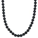 Sterling Silver 8mm Black Onyx Bead Necklace, 24"
