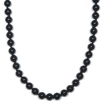 Sterling Silver 8mm Black Onyx Bead Necklace, 36"
