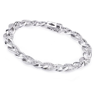 1.00ctw. Sterling Silver CHANGITNOW Diamond Designer Bracelet 7.2