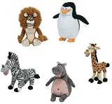 Ty Beanie Babies Madagascar 2 Escape Africa SET OF 5 PLUSH Alex, Marty, Melman, Gloria & Skipper