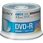 Sony DVD-R 4.7GB �f�[�^�p 16�{���Ή� �X�s���h���P�[�X �z���C�g�v�����^�u�� 50���p�b�N 50DMR47HPPH