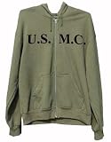 USMC Sweatshirt Olive Drab Zip Front Hooded Sweatshirt