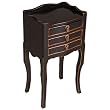 Handmade Asian Furniture - 27" Elegant Antique Style Black Wood Cabriole Leg End Table - 3-Drawer