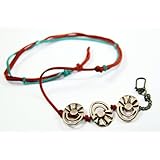 Monteverde Metallic Bronze Sun Triple Pendant Red & Green Suede Leather 16 Inch Wrap Necklace