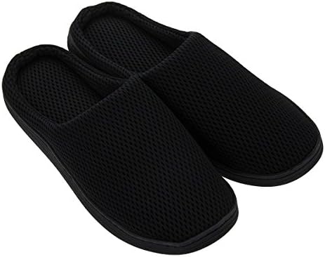 Airia Perfect Temperature Slippers Men's Women's Breathable Mesh Arch Support,Black,Large