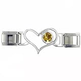 November Topaz Birthstone Id Heart Italian Charms Bracelet Link