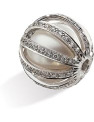 CleverEves 18K White Gold 12mm Fine Nr 7 8 Ct Tw South Sea Cultured Pearl And Diamond Ball Clasp