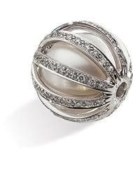 18K White Gold 12mm Fine Nr/7/8 Ct Tw South Sea Cultured Pearl And Diamond Ball Clasp