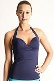 Moontide M3993BR M3994BR Banded Reversible Navy and Turquoise Banded Halter Camisole