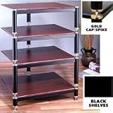 4 Shelf Black Steel Audio Visual Rack w/Gold Caps (Black and Gold) (32 1/4H x 23 1/4W x 20 3/8D)