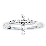 10K White Gold 1/5 ct. Diamond Cross Ring