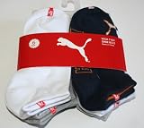 Puma Boy’s No Show Socks 6 Pair Navy/White/Gray Sock Size: 7-8.5 Shoe Size: 8.5-2