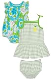 Carter's Girls 3 Piece Dress Romper Set Green Blue