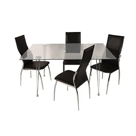 60 in. Medallion 5 pc. Set with Black Dining Chairs By Walker Edison Furniture by Walker Edison Furniture