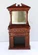 Hand Carved Dollhouse Miniature Fireplace with Mirror