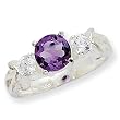 Sterling Silver Amethyst And CZ Ring