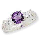Sterling Silver Amethyst And CZ Ring