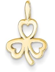 14k Yellow Gold Heart Clover Charm