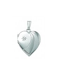 14K White Gold Small Heart Locket 1/2 inch x 1/2 inch Solid 14K White Gold