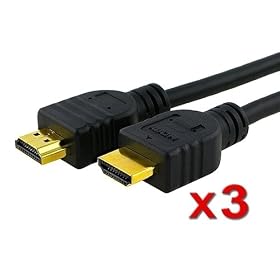 Buy 3x HDMI Cable Pack 6ft 6 ft 1.3 Gold Plated 1080p for HDTV Xbox 360 Sony PS3 by eforcity now!