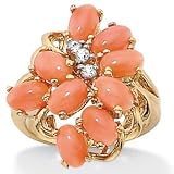 Coral 18k/Sterling Silver Cluster Ring