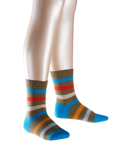 FALKE Unisex - Kinder Socke  10220 New Stripe SO, Gr. 39-42, Gr&uuml;n (burnt olive 7413) Preisvergleich