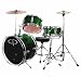 GP50 3-Piece Junior Children's/Kids Starter Drum Set with Sticks - Metallic Green
