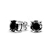 1CT Black Round CZ Stud Earrings Unisex .925 Sterling Silver