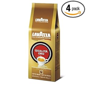 Lavazza Qualita Oro  Whole Bean Coffee, 8.8-Ounce Bags (Pack of 4)