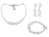Clear Swarovski Crystal Bicone Sterling Silver Bracelet Earrings 16 18 20 22 24 Necklace Jewelry Set