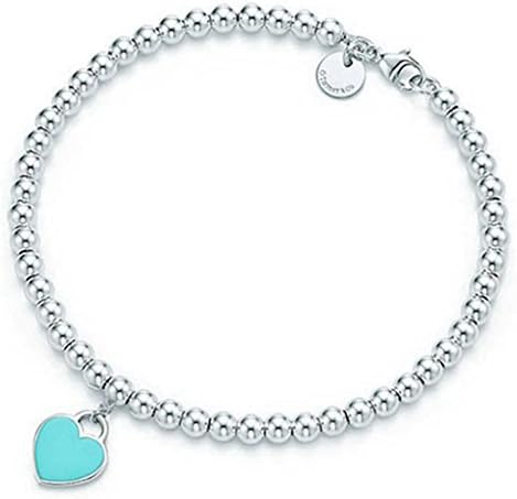 SILVERSHOP 925 silver bead blue heart bracelet