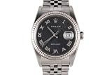 Rolex Mens Stainless Steel Datejust Black Dial Jubilee Band