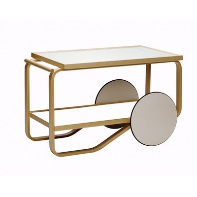 Artek 990-901 Tea Trolley Table 901 in Birch Top Color: White Laminate Artek 990-901 Tea Trolley Table 901 in Birch Top Color: White Laminate