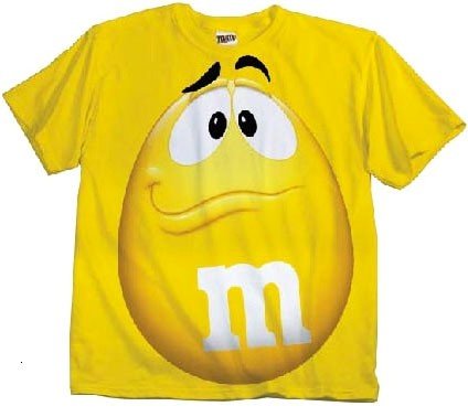 M&M's Candy Silly Character Face T-Shirt Yellow