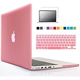 iBenzer® - 3 in 1 Multi colors Soft-Touch Plastic Hard Case Cover & Keyboard Cover & screen protector for Macbook Pro 13'' with retina display, Pink MMP13R-PK+2