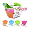 8 Pieces Plastic Ice Cream Bowls with Spoons, 4 Colors