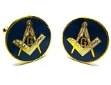 Brass & Purple Round Masonic FreeMason Cufflinks w/Gift Box