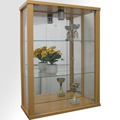 H�ngevitrine Meike buche mit Spiegelr�ckwand und Beleuchtung